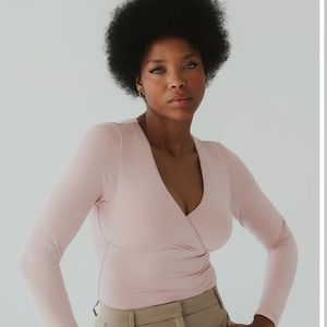 Klassy Network Wrap Long Sleeve Full Length Top NWOT